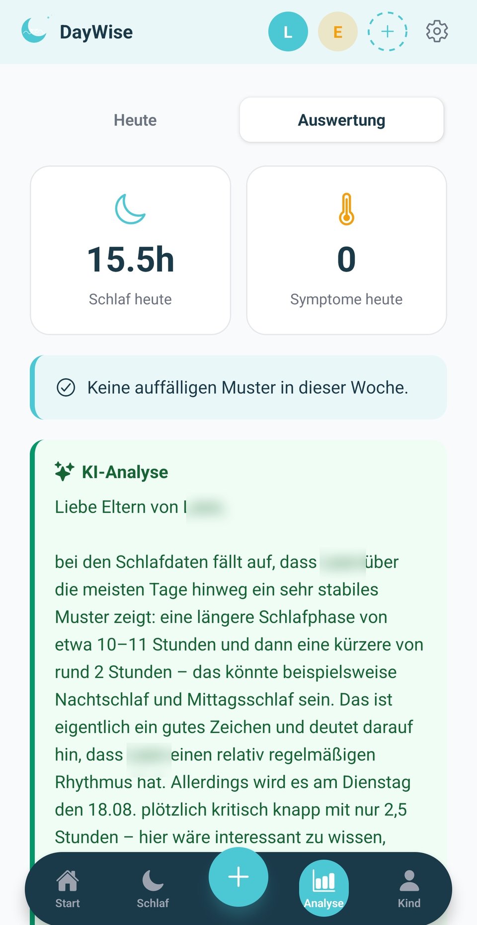 KI-Analyse in der DayWise App